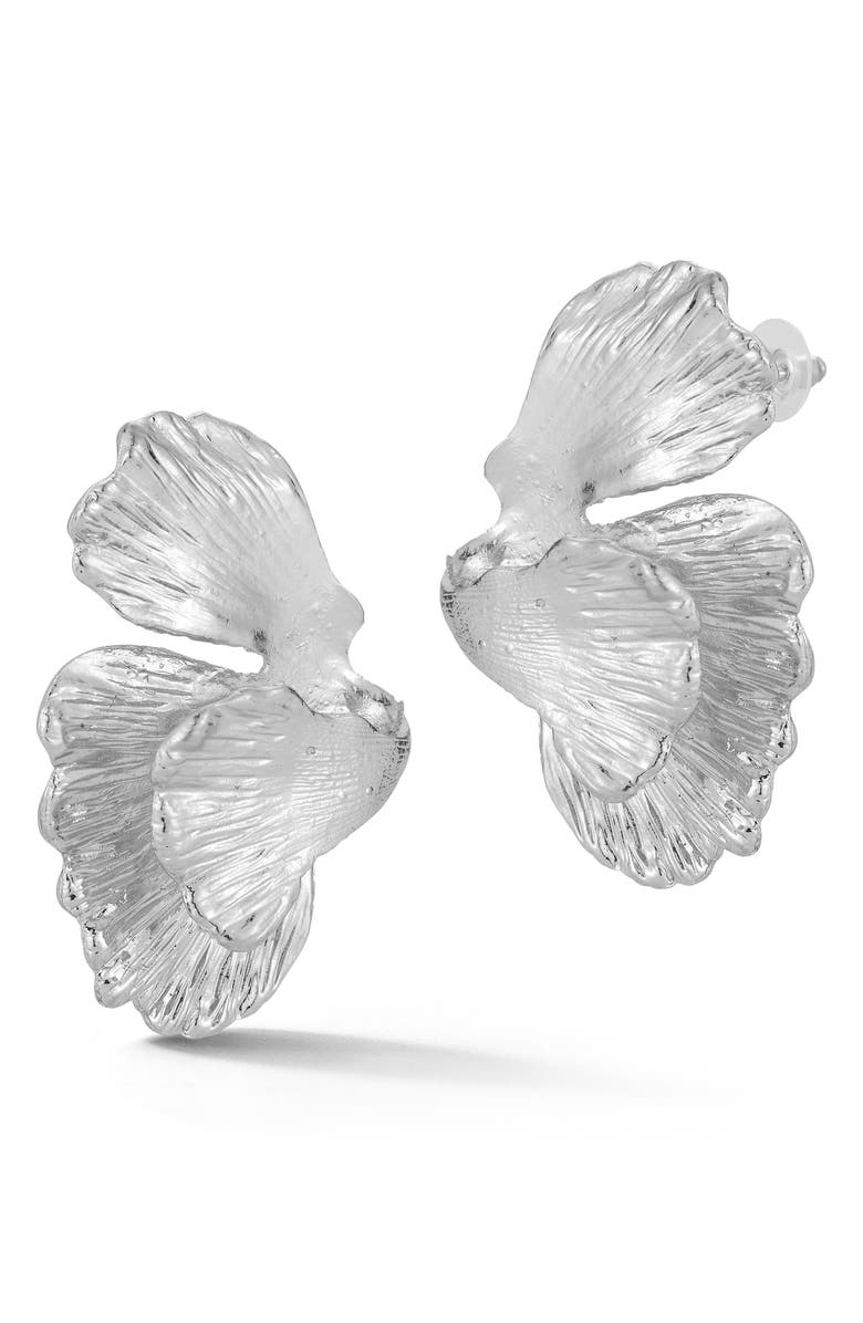 SPHERA MILANO Flower Drop Earrings, Main, color, Silver