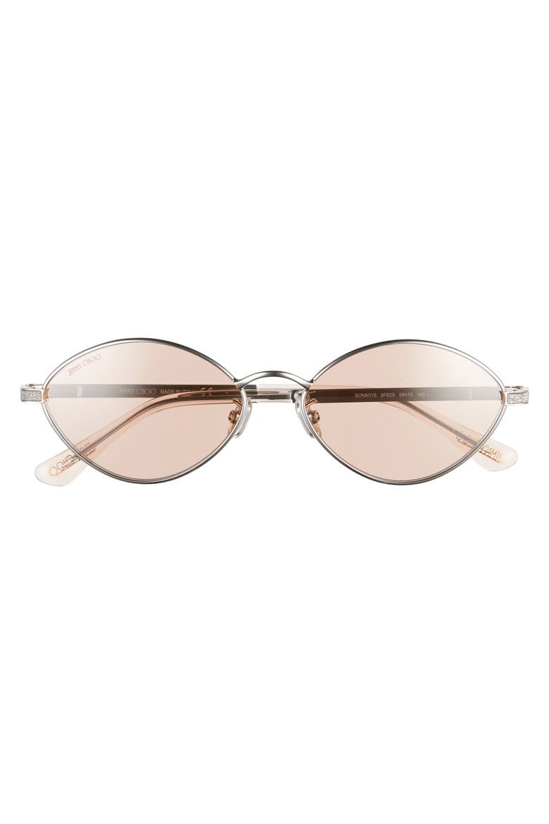 Sonny 58mm Oval Sunglasses with Chain, Alternate, color, PALLADIUM/ PINK FLASH