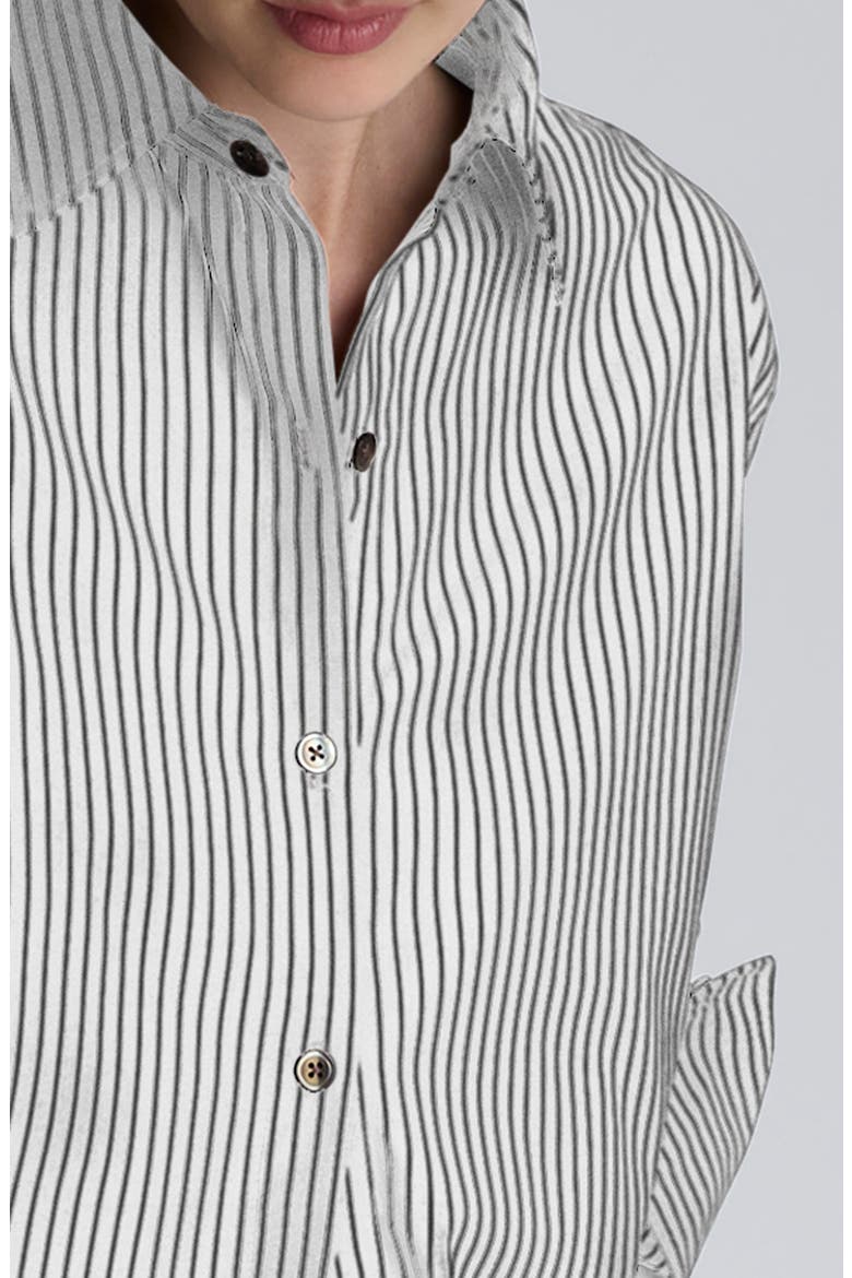 Boyfriend Button-Up Shirt, Alternate, color, PURE WHITE/ BLACK