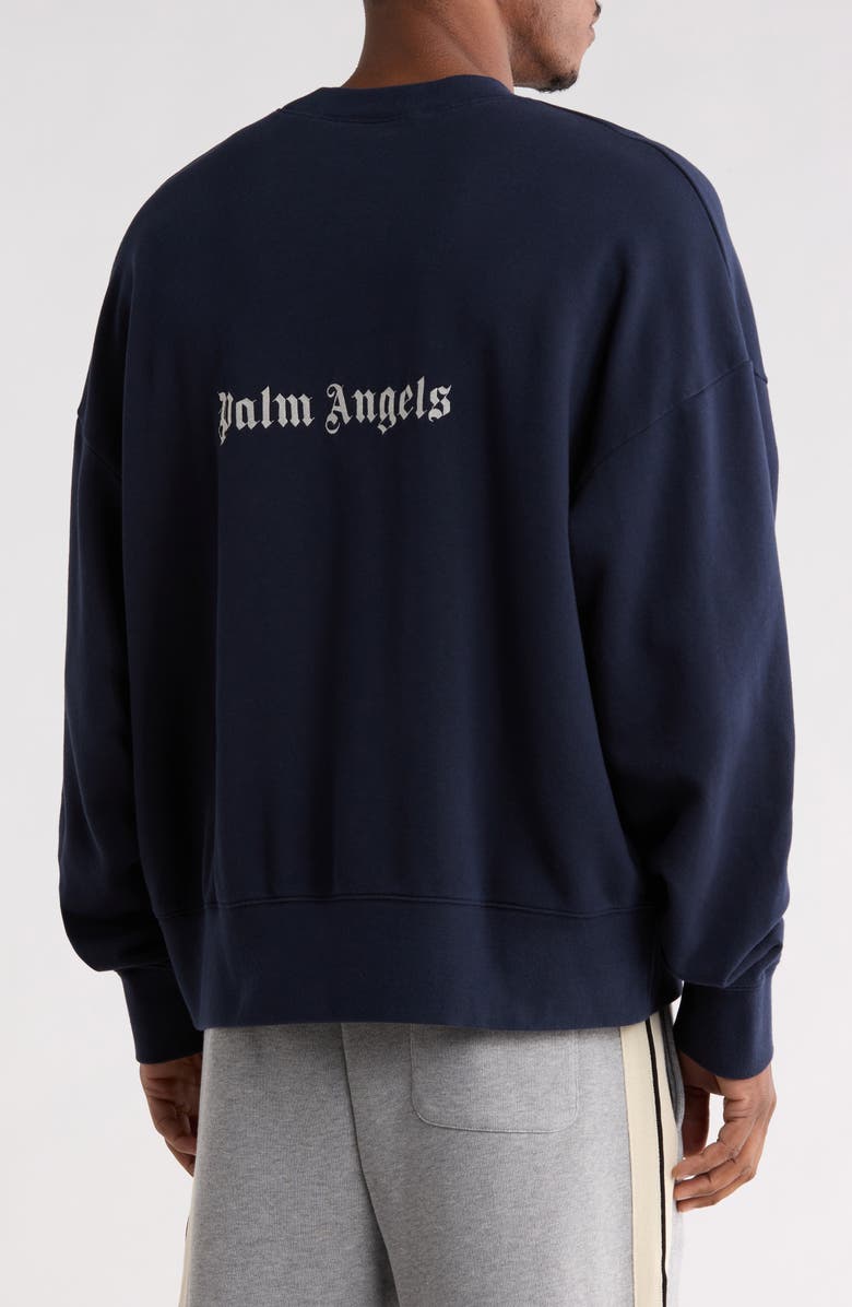 Palm Angels Logo Crewneck Sweatshirt, Alternate, color, Black White