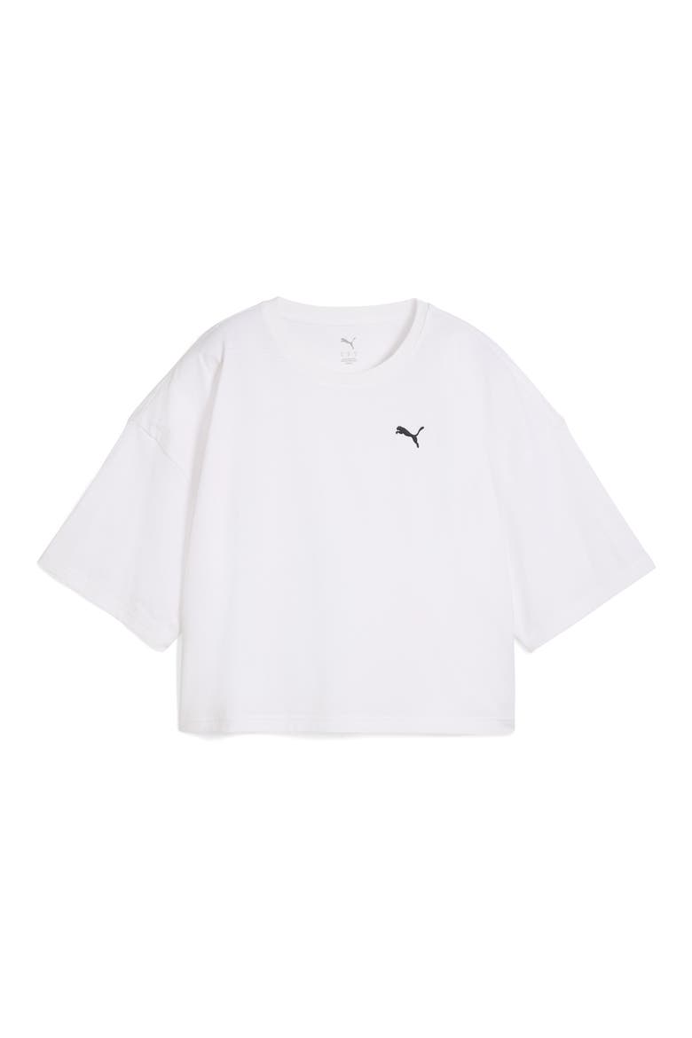Oversize Crop Cotton T-Shirt, Alternate, color, PUMA WHITE