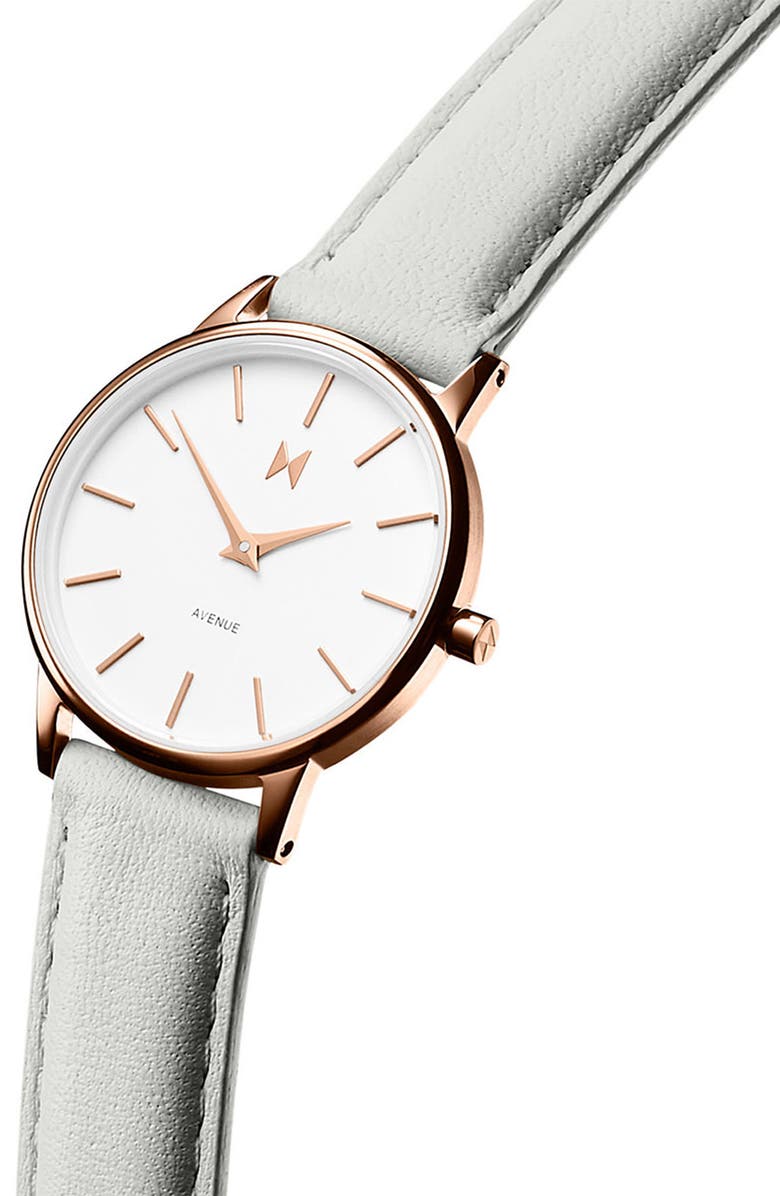 MVMT Avenue Leather Strap Watch, 28mm, Alternate, color,