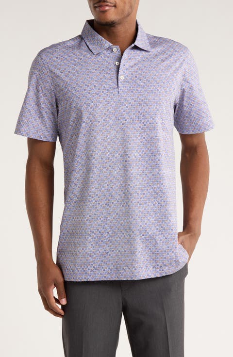 Abstract Print Stretch Cotton Polo