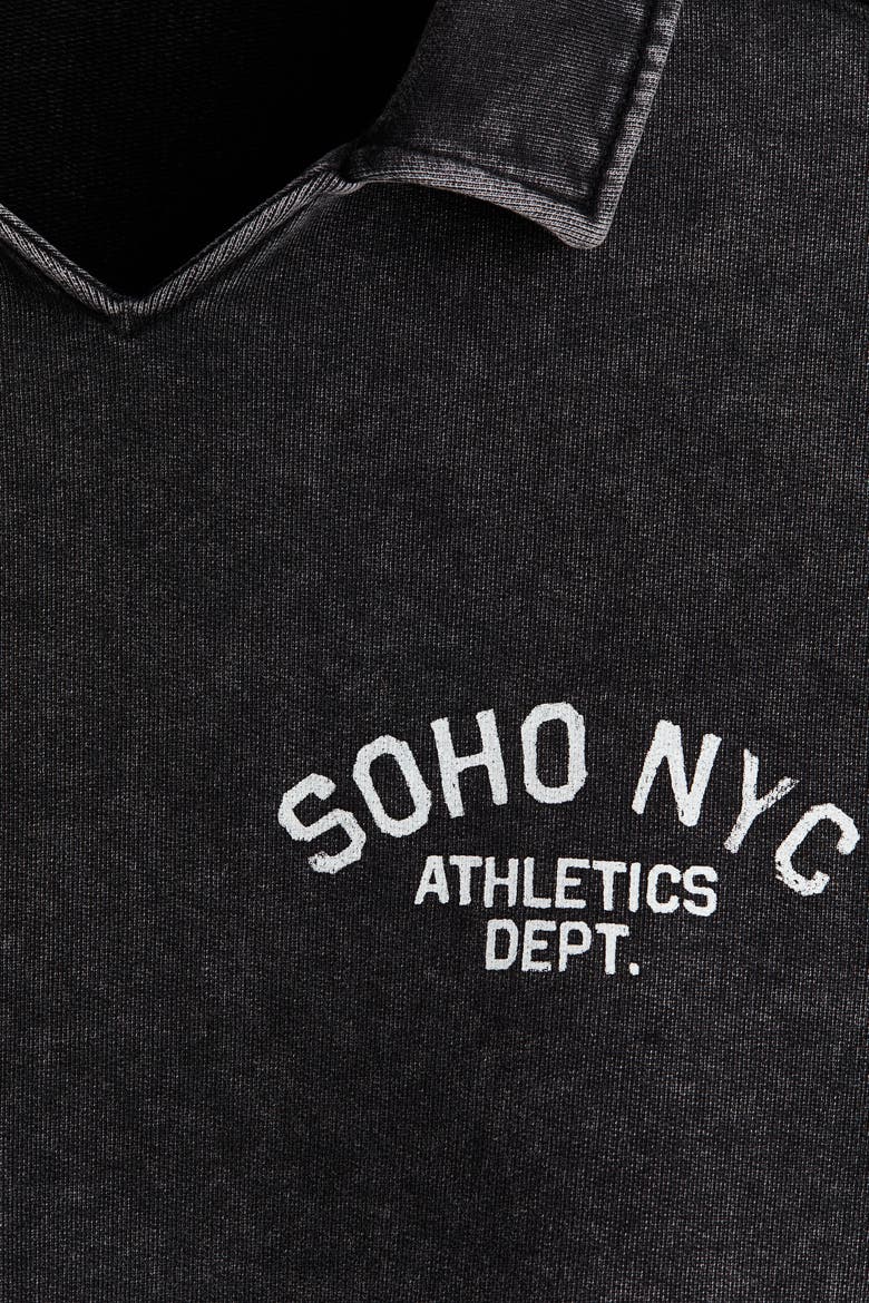 Oversized Fit Rugby Sweatshirt, Alternate, color, Washed black/Soho NYC