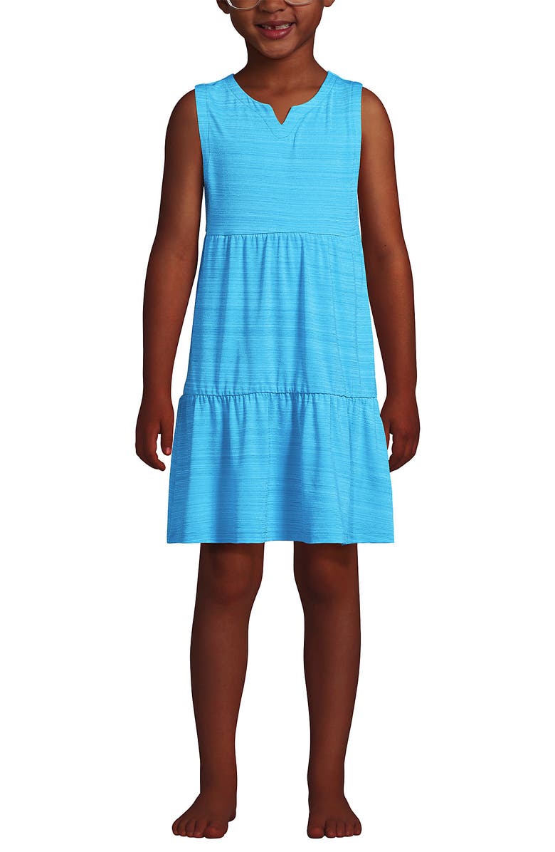 Lands' End Girls Chlorine Resistant Twist Front One Piece Swimsuit UPF Dress Coverup Set, Alternate, color, 