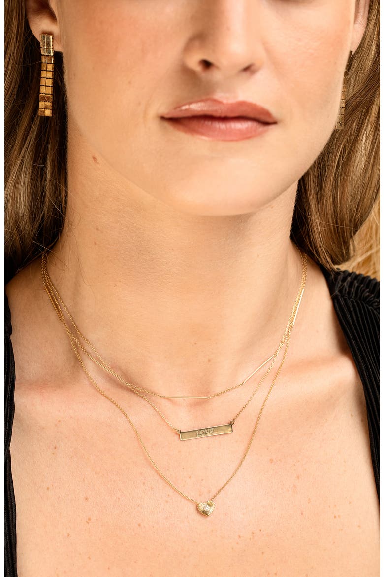 14K Gold Engravable Small Bar Pendant Necklace (Nordstrom Exclusive), Alternate, color, 14K YELLOW GOLD