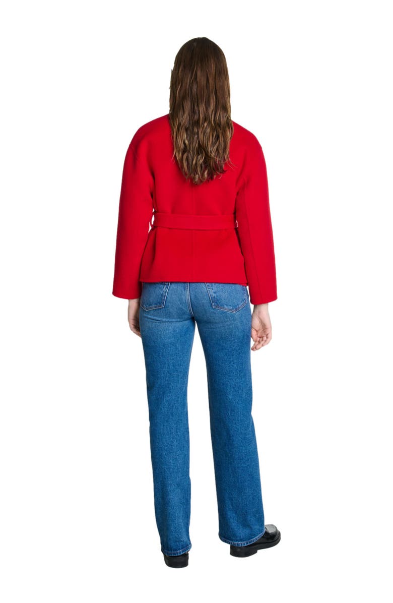 maje Belted double-faced jacket, Alternate, color, 