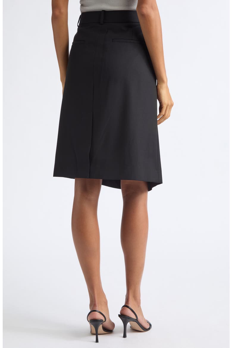 Belted Wool Gabardine Midi Skirt, Alternate, color, BLACK