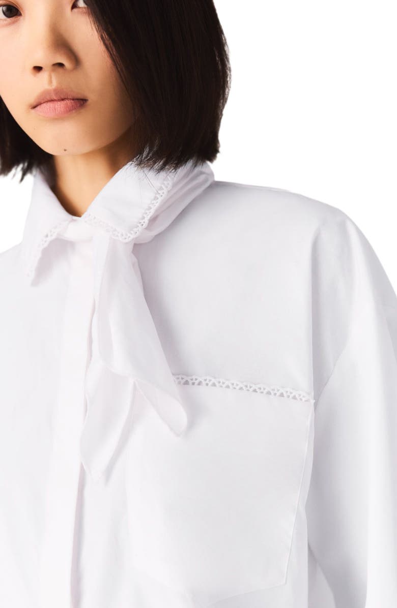 maje Crochet collar shirt, Alternate, color, White