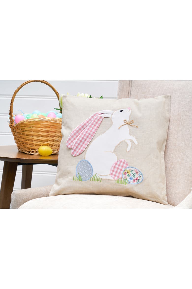 Easter Bunny Eggs Accent Throw Pillow 18" x 18", Alternate, color, Brown