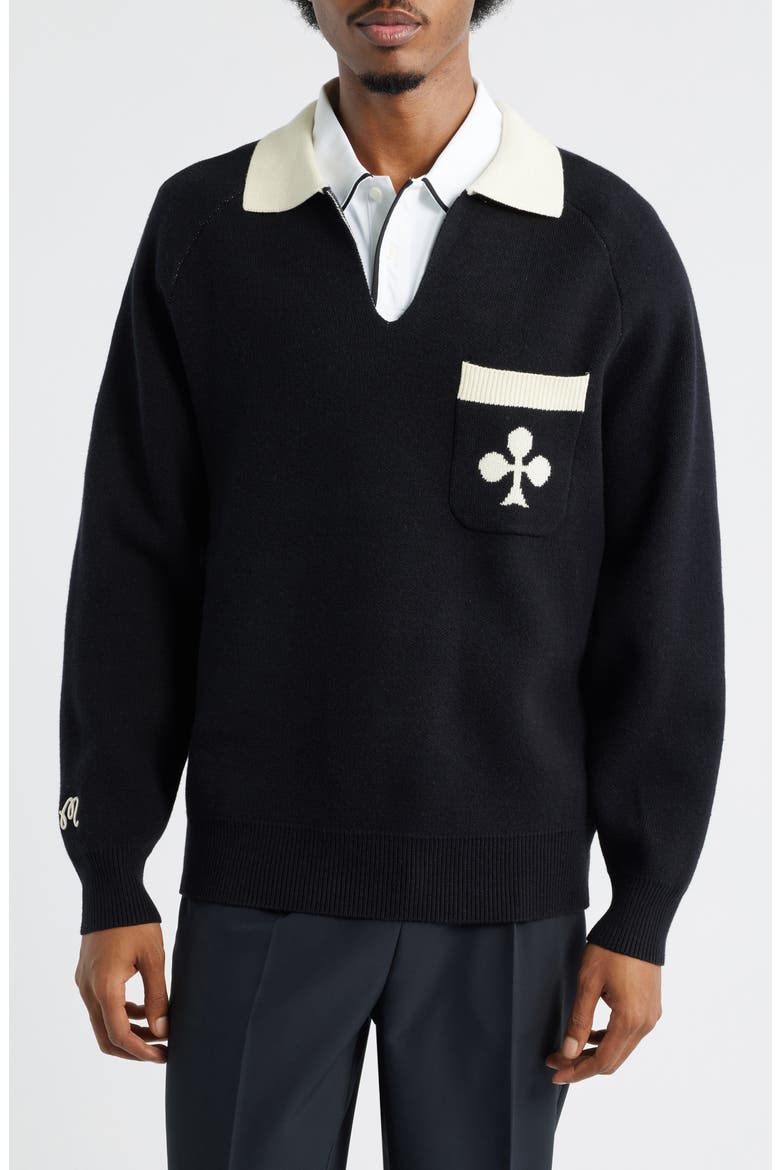 King of Clubs Polo Sweater, Main, color, BLACK
