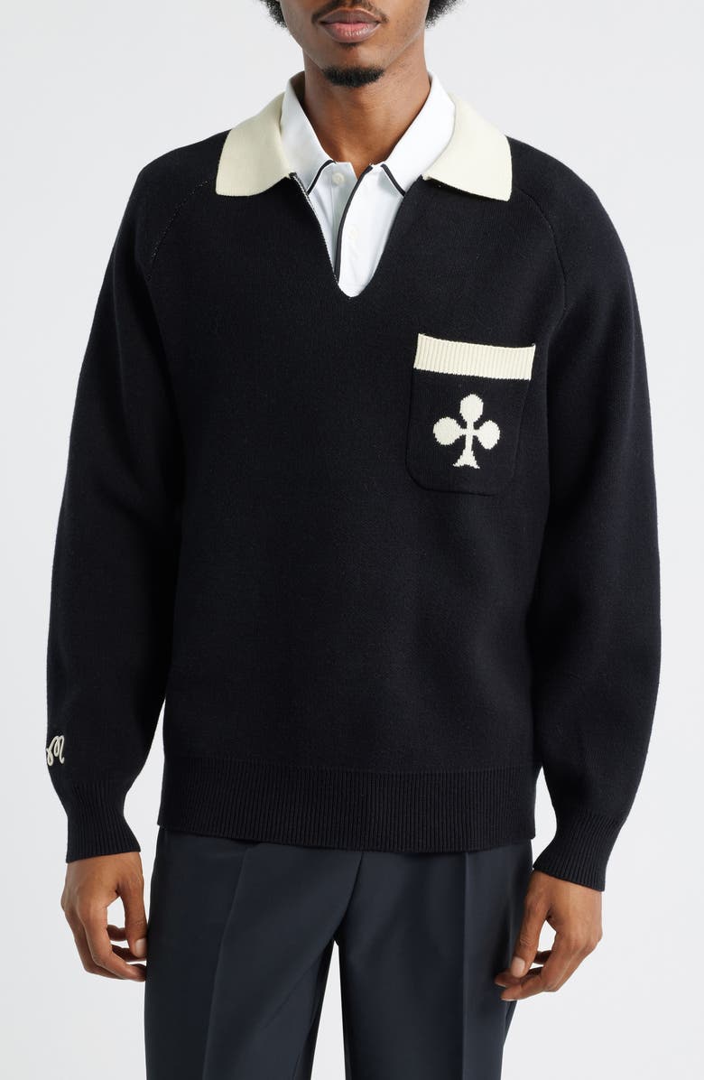 Malbon Golf King of Clubs Polo Sweater, Main, color, Black