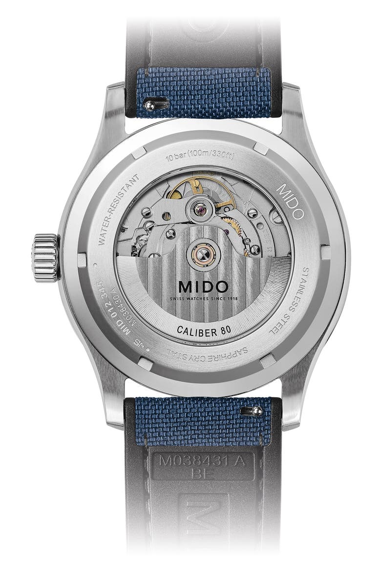 Multifort Automatic Fabric & Rubber Strap Watch, 42mm, Alternate, color, BLUE GRADIENT