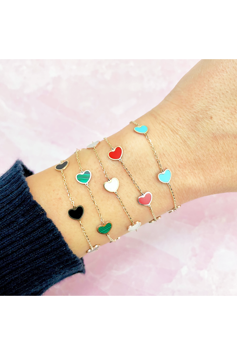 Onyx Heart Station Bracelet, Alternate, color, Onyx