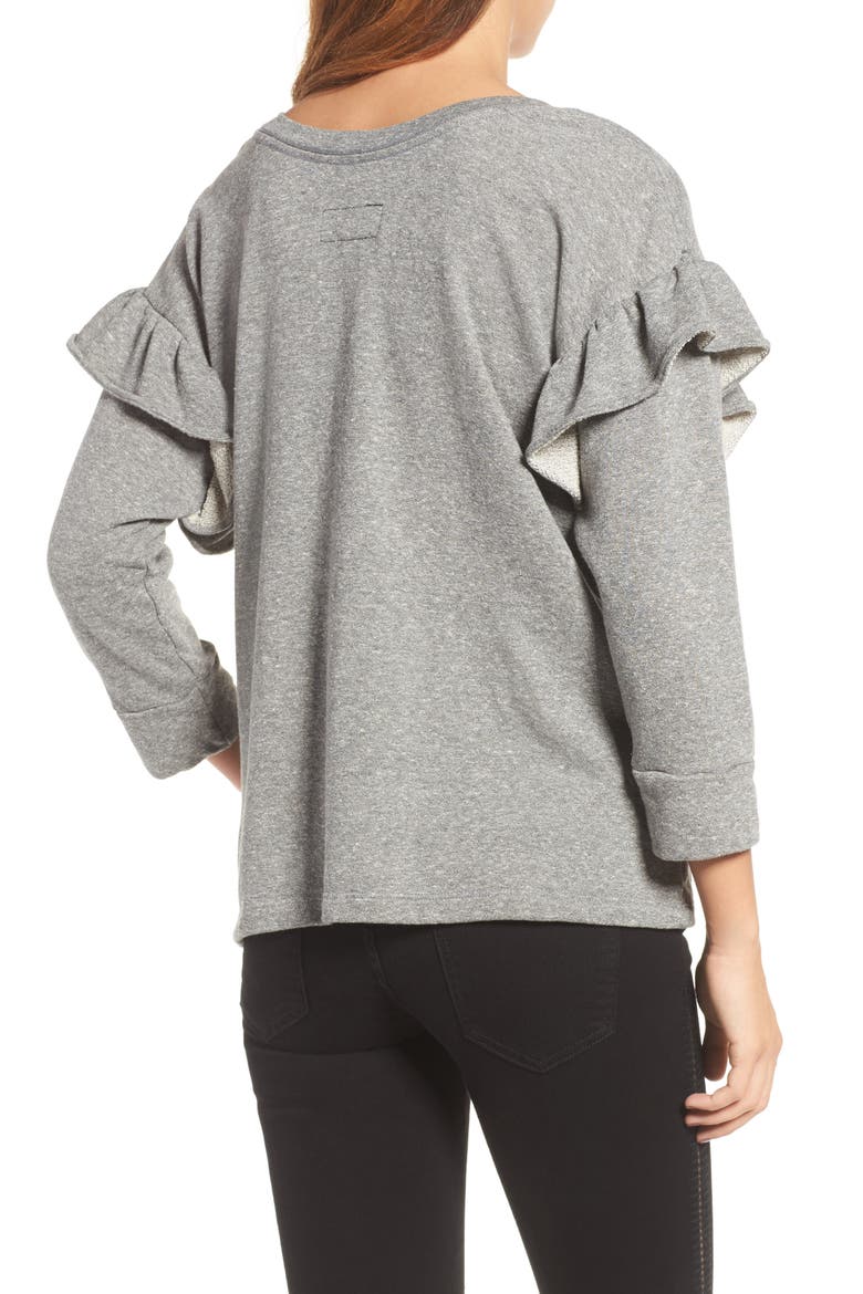 The Ruffle Sweatshirt, Alternate, color, HEATHER GREY