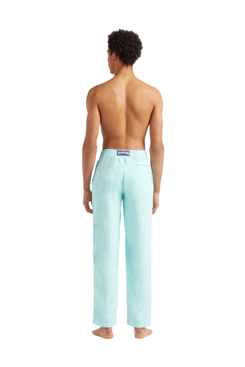 Men's Slim Fit Solid Linen Pants, Alternate, color, LAGON