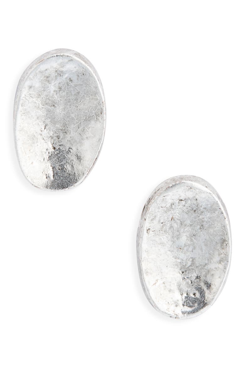 Oval Stud Earrings, Main, color, SILVER