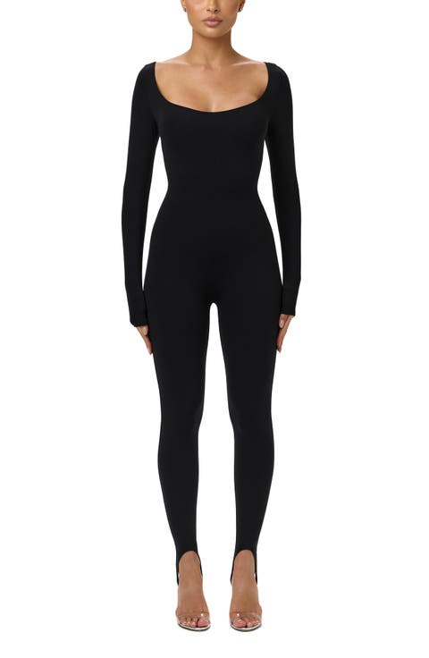 Naked Scoop Neck Long Sleeve Jumpsuit