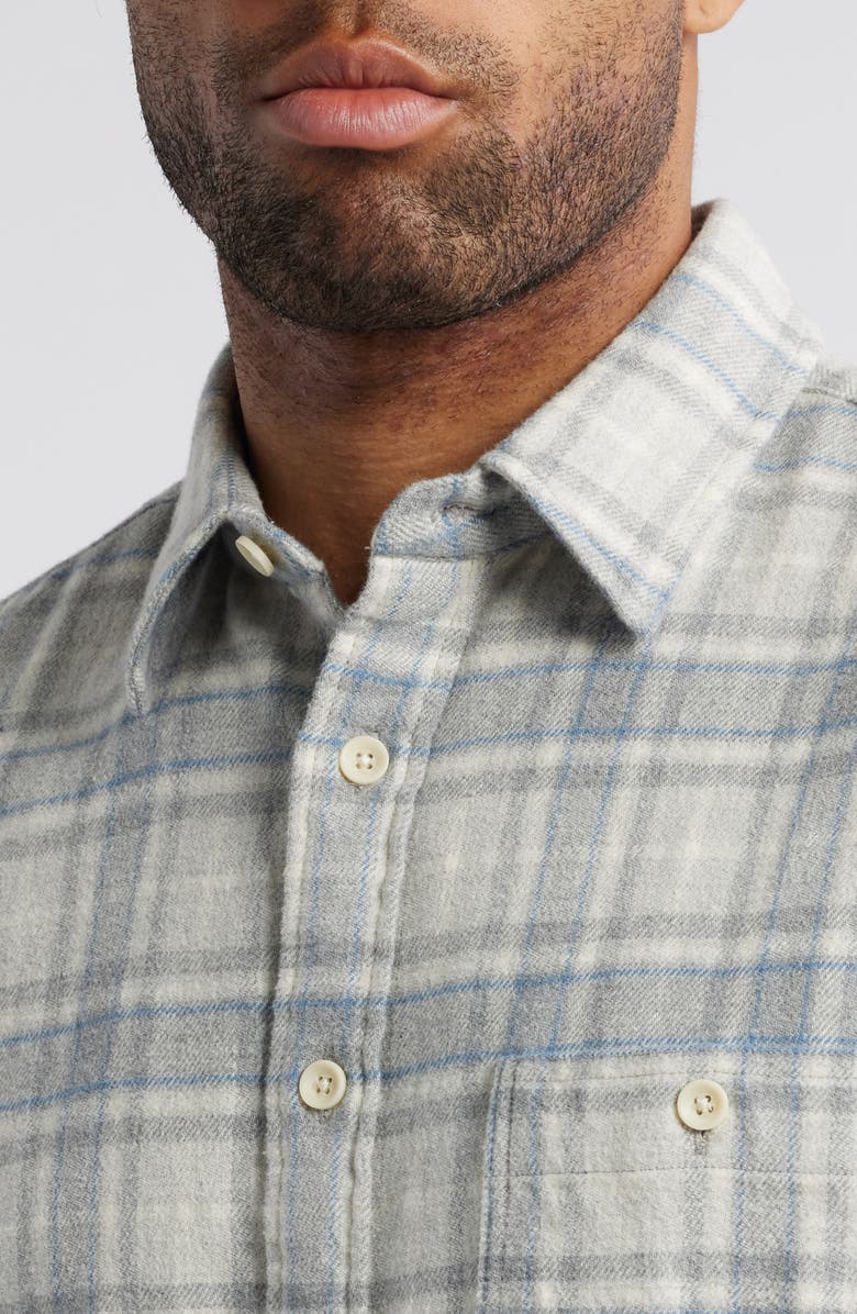 Faherty Plaid Super Brushed Stretch Flannel Button-Up Shirt, Alternate, color, Grey Falls Plaid