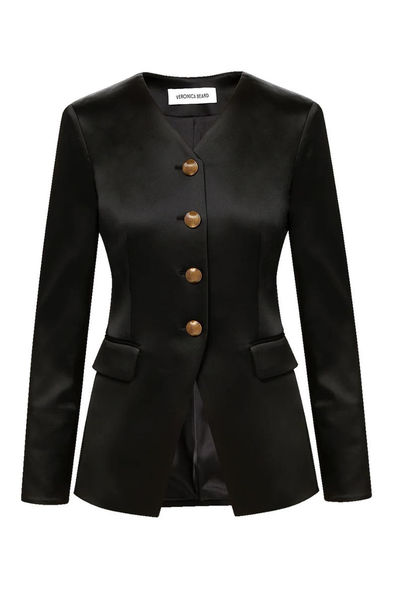 Cynthia Satin Jacket, Alternate, color, BLACK
