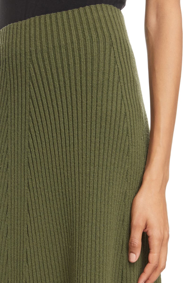 Chloé Directional Rib Wool A-Lline Skirt, Alternate, color, 3F5-Smoky Leaf