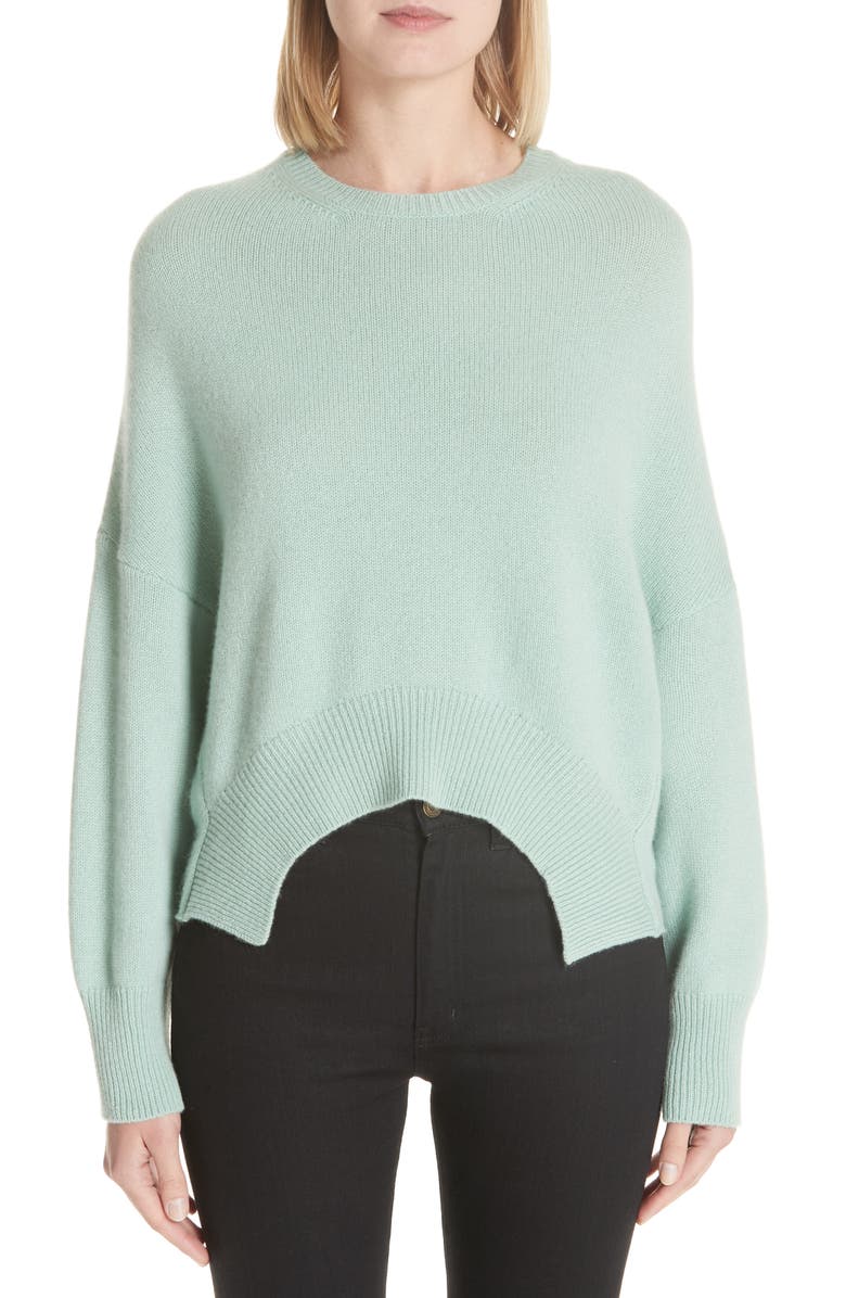 Valentino Curve Hem Crop Cashmere Sweater, Main, color, 