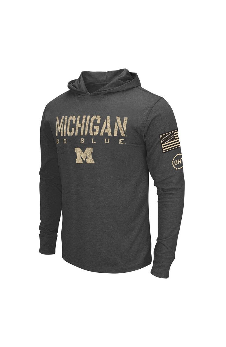 COLOSSEUM Men's Colosseum Heather Black Michigan Wolverines Team OHT Military Appreciation Long Sleeve Hoodie T-Shirt, Alternate, color, Black