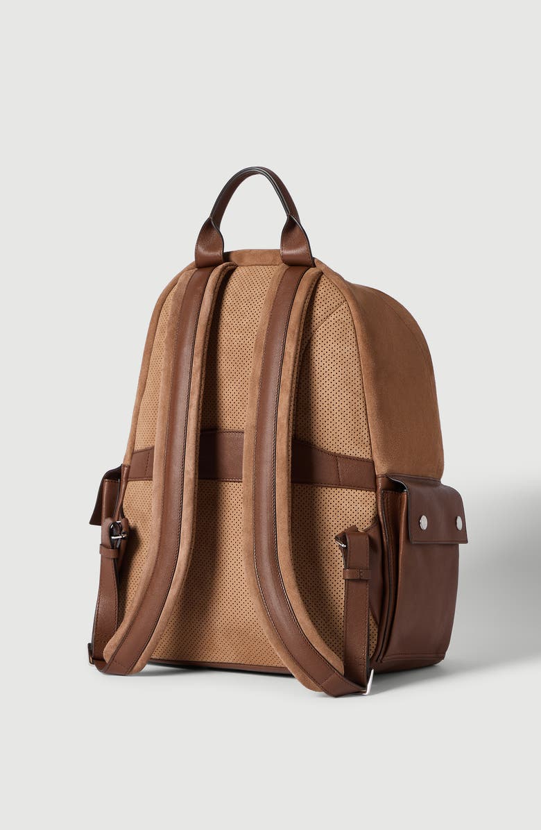 Brunello Cucinelli Buffalo leather backpack, Alternate, color, Tobacco