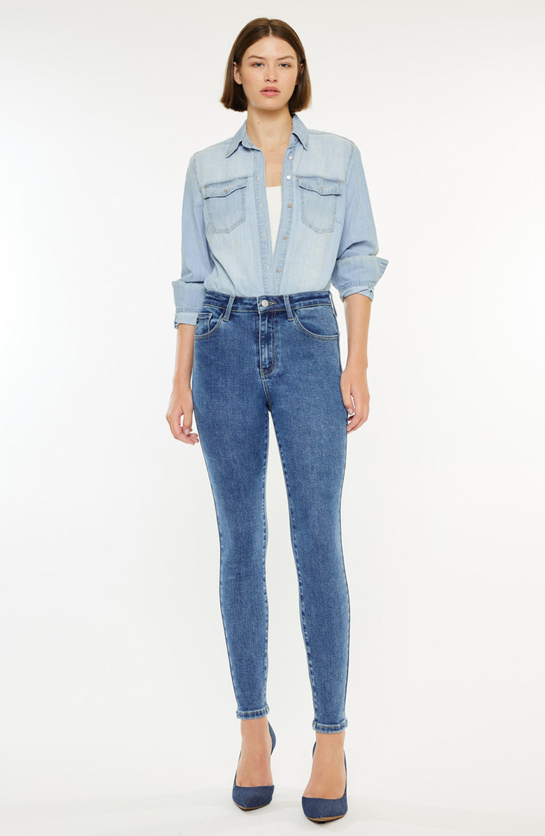 KanCan Bev High Rise Ankle Skinny Jeans, Alternate, color, Medium Wash