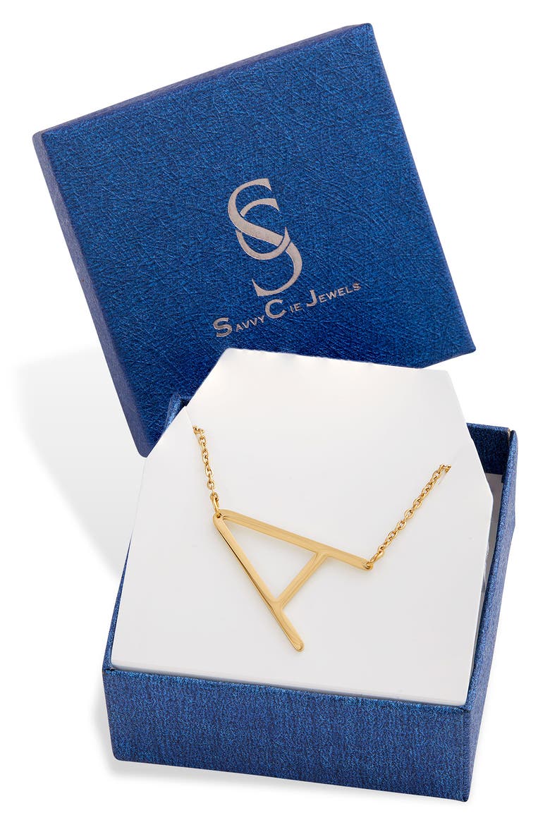 14K Gold Plated Initial Pendant Necklace with Gift Box - Multiple Letters Available, Alternate, color, YELLOW