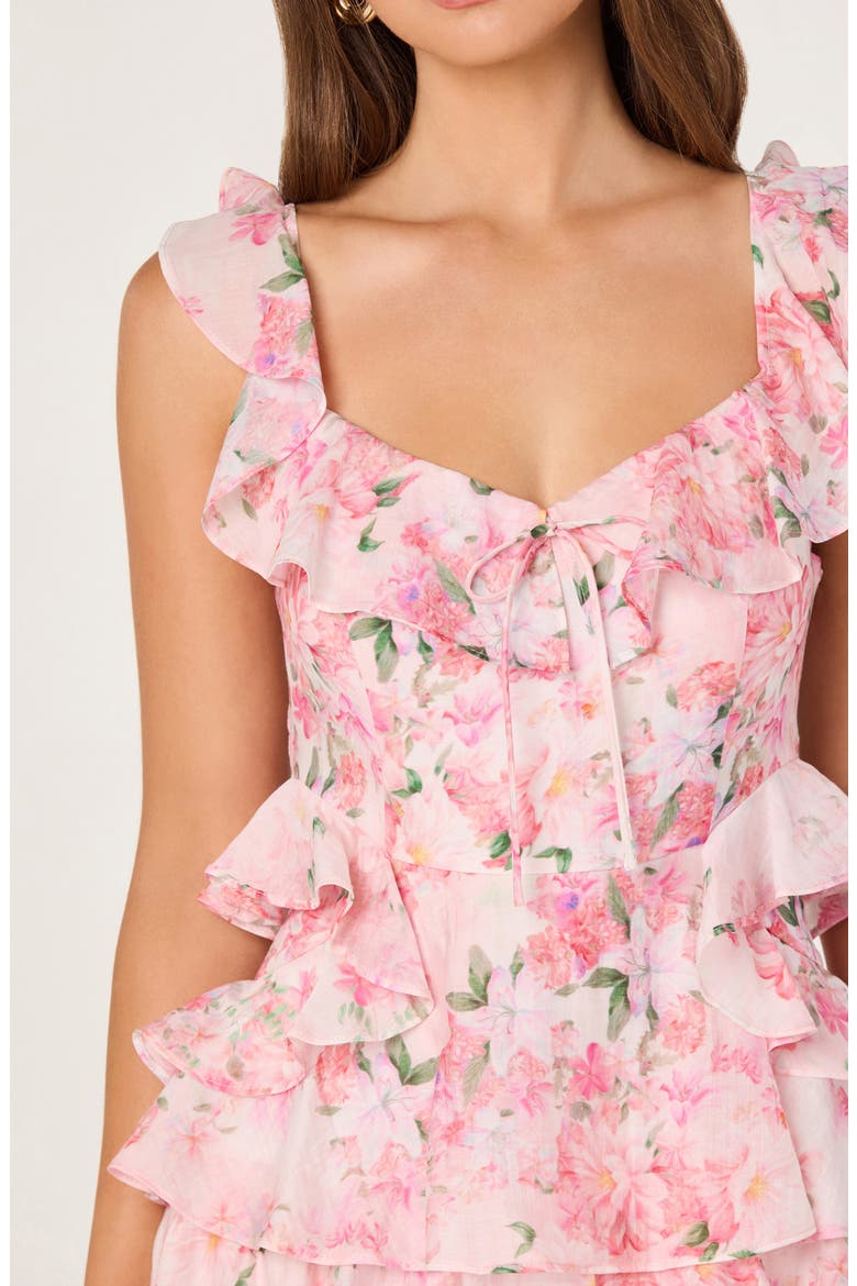 Adessa Floral Ruffle Trim Tiered Dress, Alternate, color, PINK FLORAL