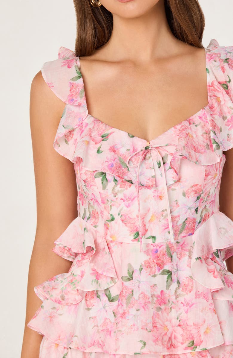 ASTR the Label Adessa Floral Ruffle Trim Tiered Dress, Alternate, color, Pink Floral