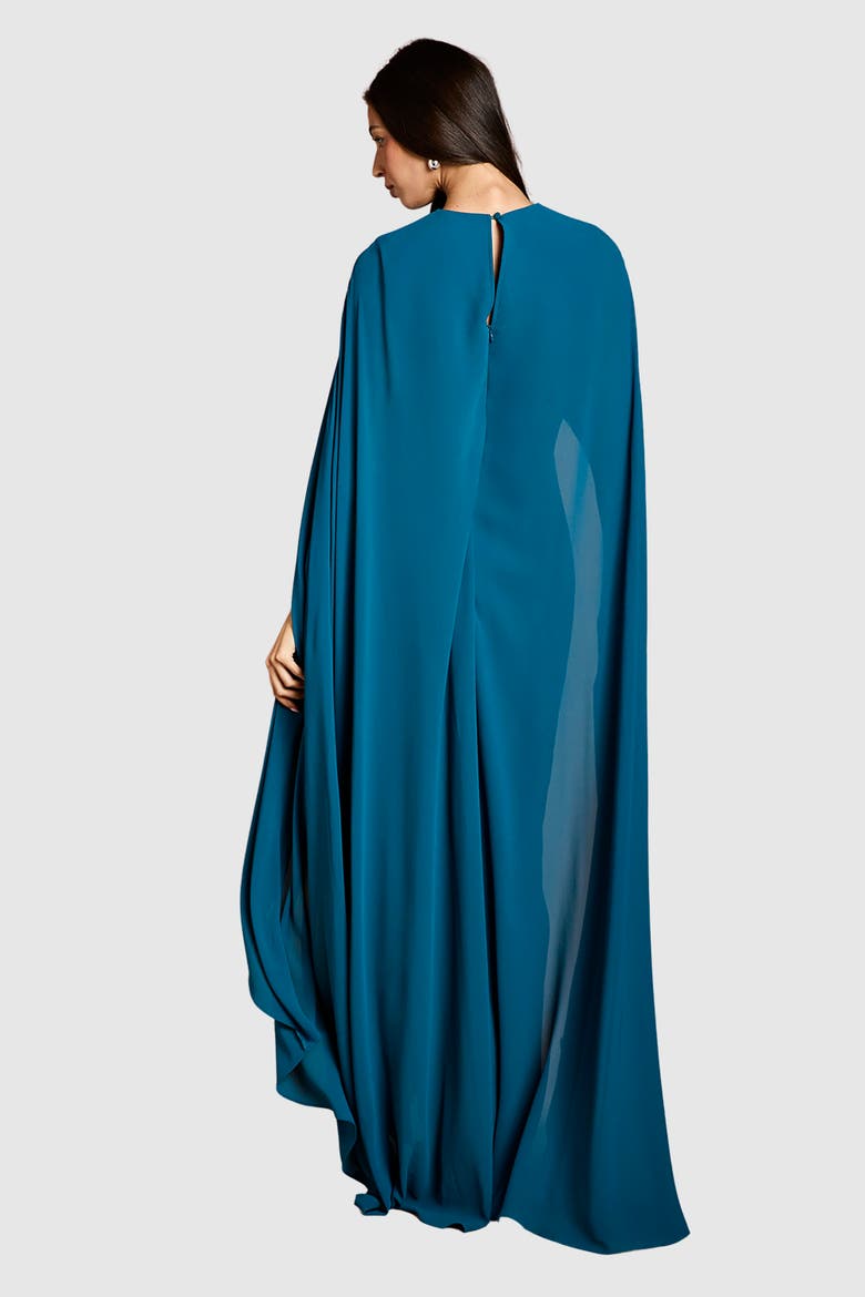Cape Sleeve Maxi Dress, Alternate, color, Teal