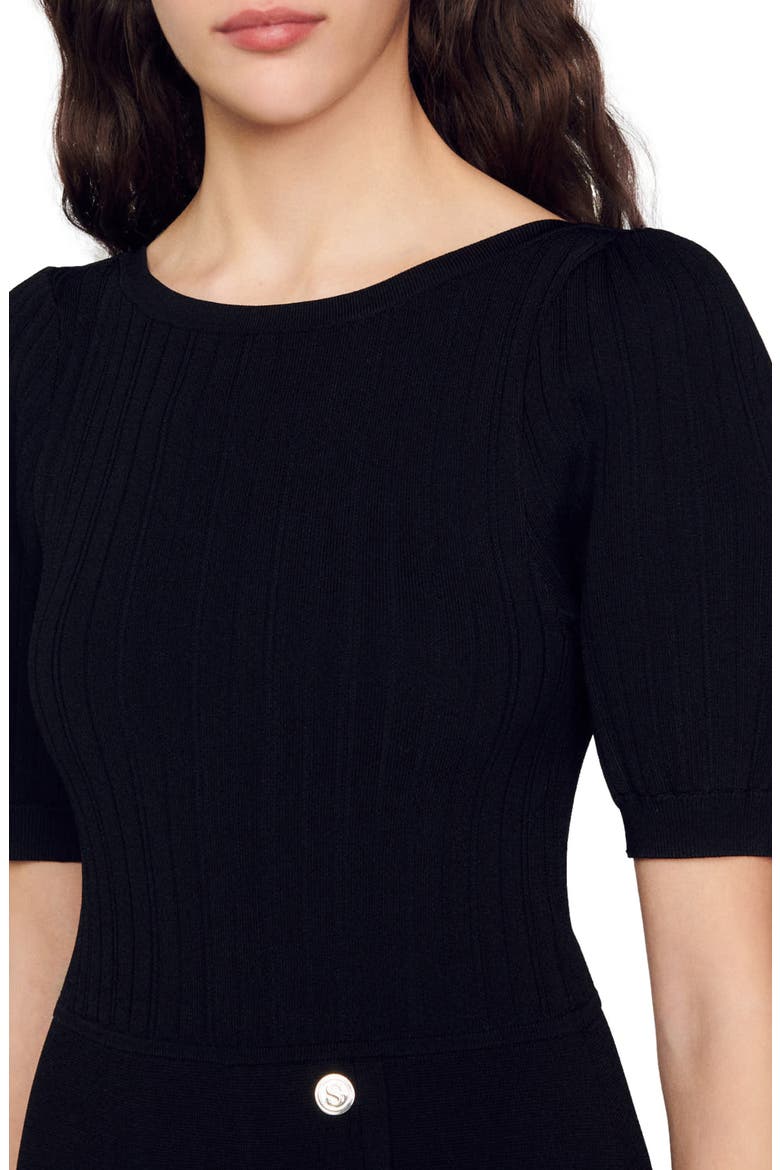 Eugenia Side Button Sweater Dress, Alternate, color, BLACK