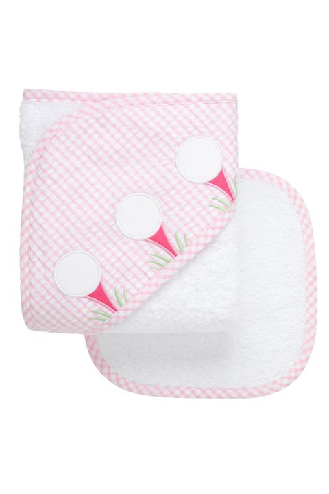 Pretty in Pink Applique Hooded Towel & Washcloth Set (Baby & Toddler)