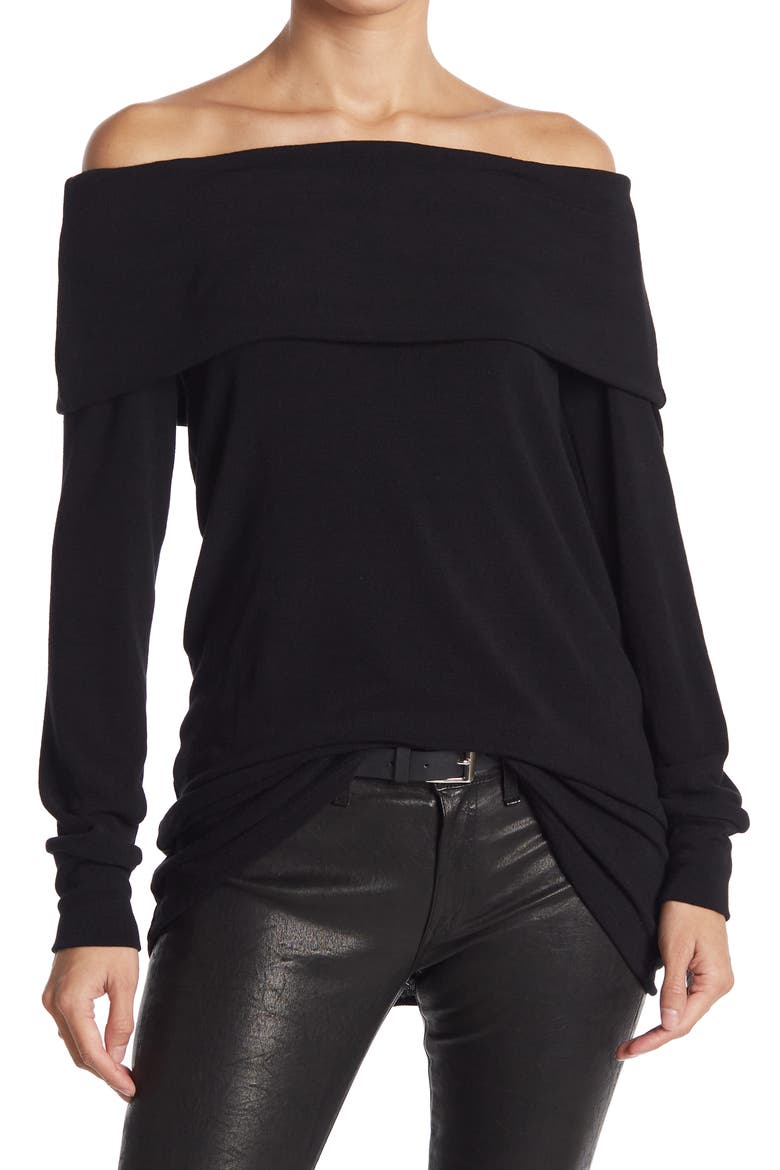 Popover Off-the-Shoulder Sweater, Main, color, BLACK
