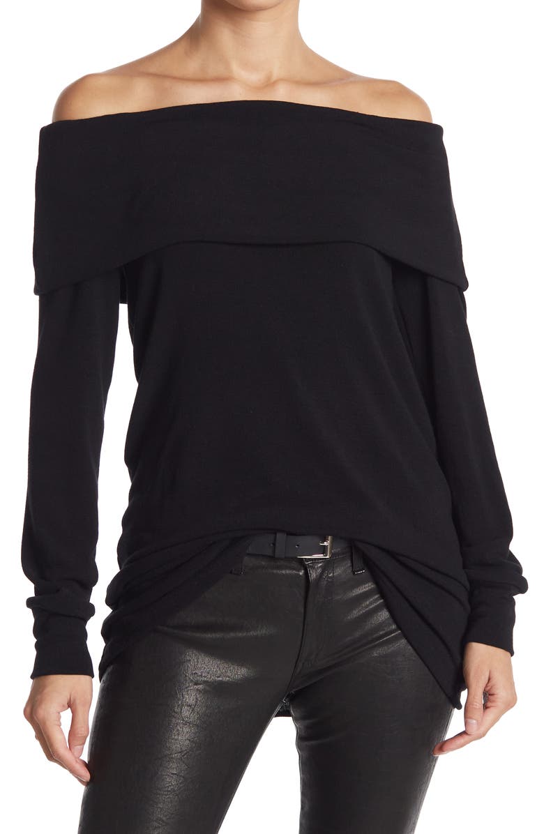 GO COUTURE Popover Off-the-Shoulder Sweater, Main, color, Black