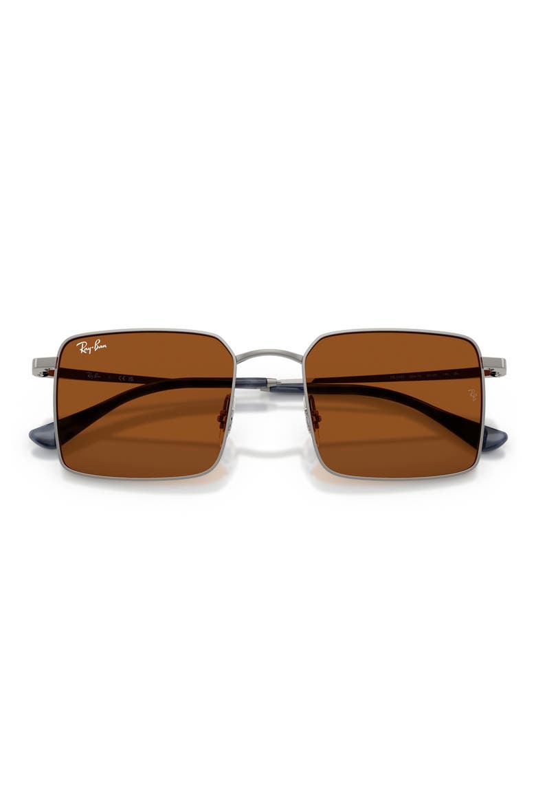 53mm Square Sunglasses, Alternate, color, GUNMETAL / DARK BROWN