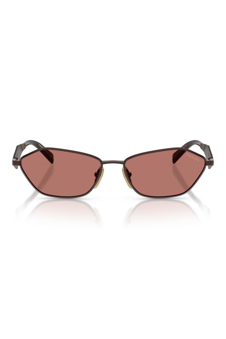 57mm Irregular Sunglasses, Main, color, SATIN CIGAR / BORDEAUX