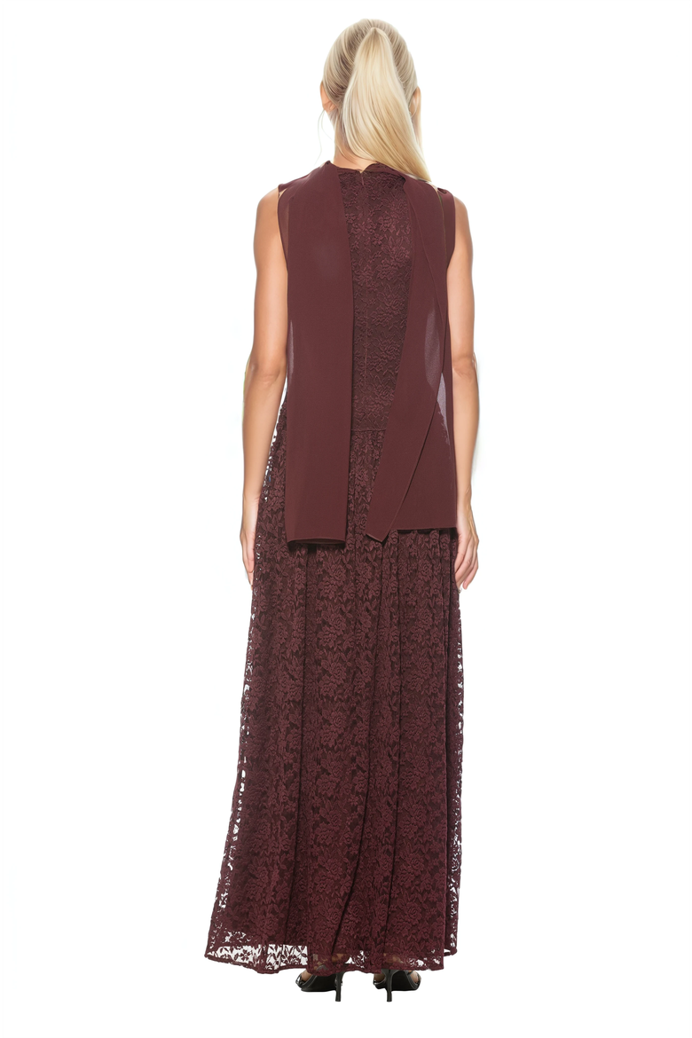 Marin Draped Bodice Dropped Waist Gown, Alternate, color, Burgundy
