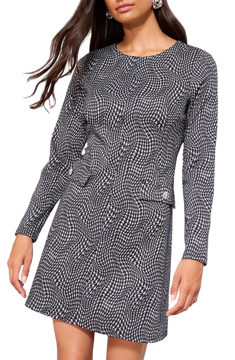 Friends Like These Long Sleeve Check Minidress, Main, color, Black/ White
