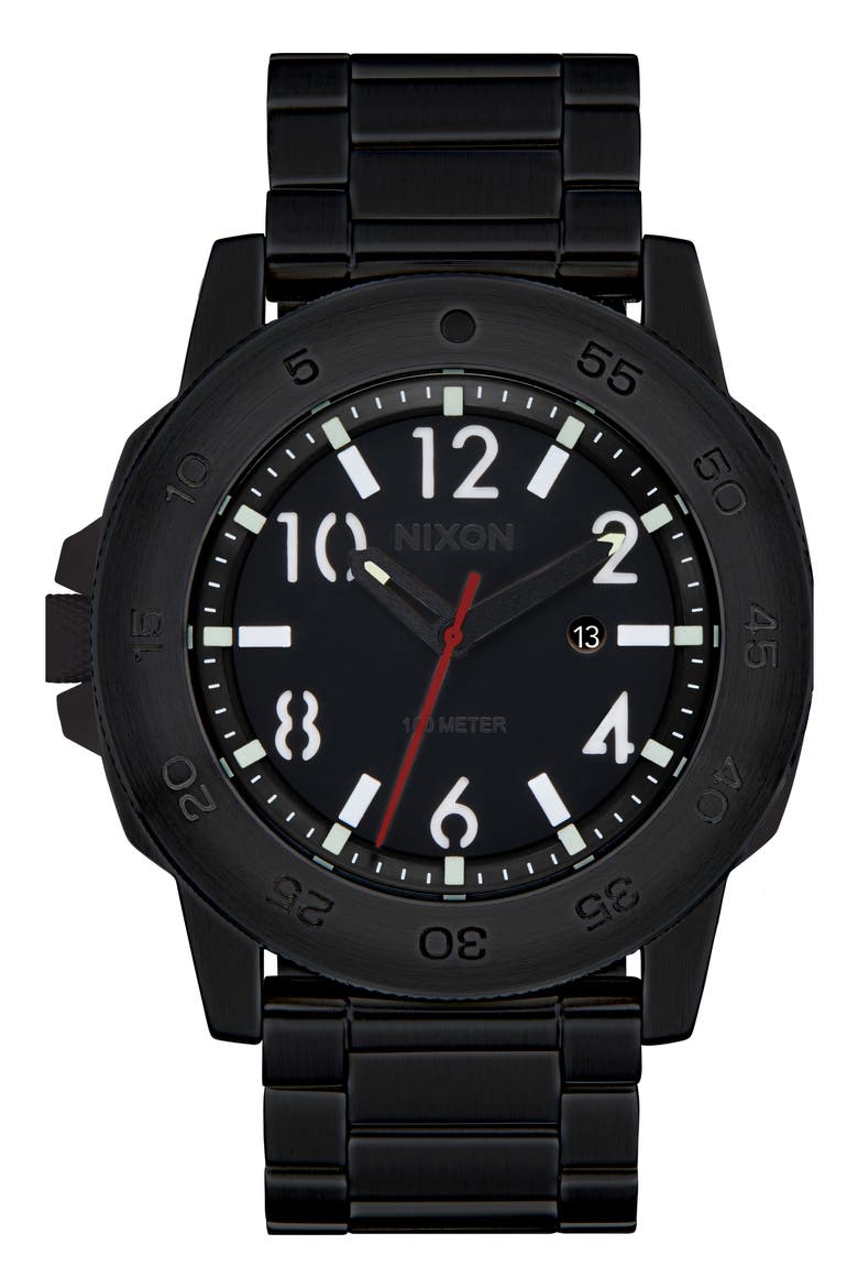 Smyth 44 Bracelet Watch, 44mm, Main, color, SUPER BLACK / BLACK