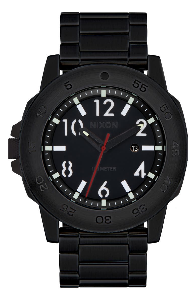 Nixon Smyth 44 Bracelet Watch, 44mm, Main, color, Super Black / Black