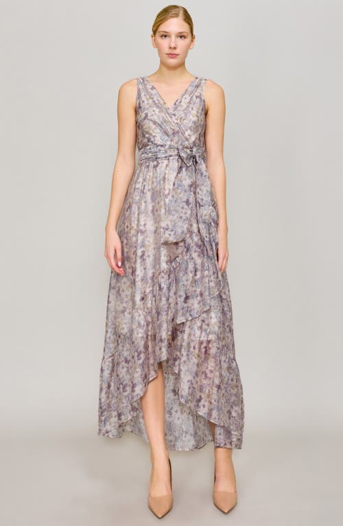 MELLODAY MELLODAY FLORAL PRINT RUFFLE CHIFFON HIGH-LOW DRESS