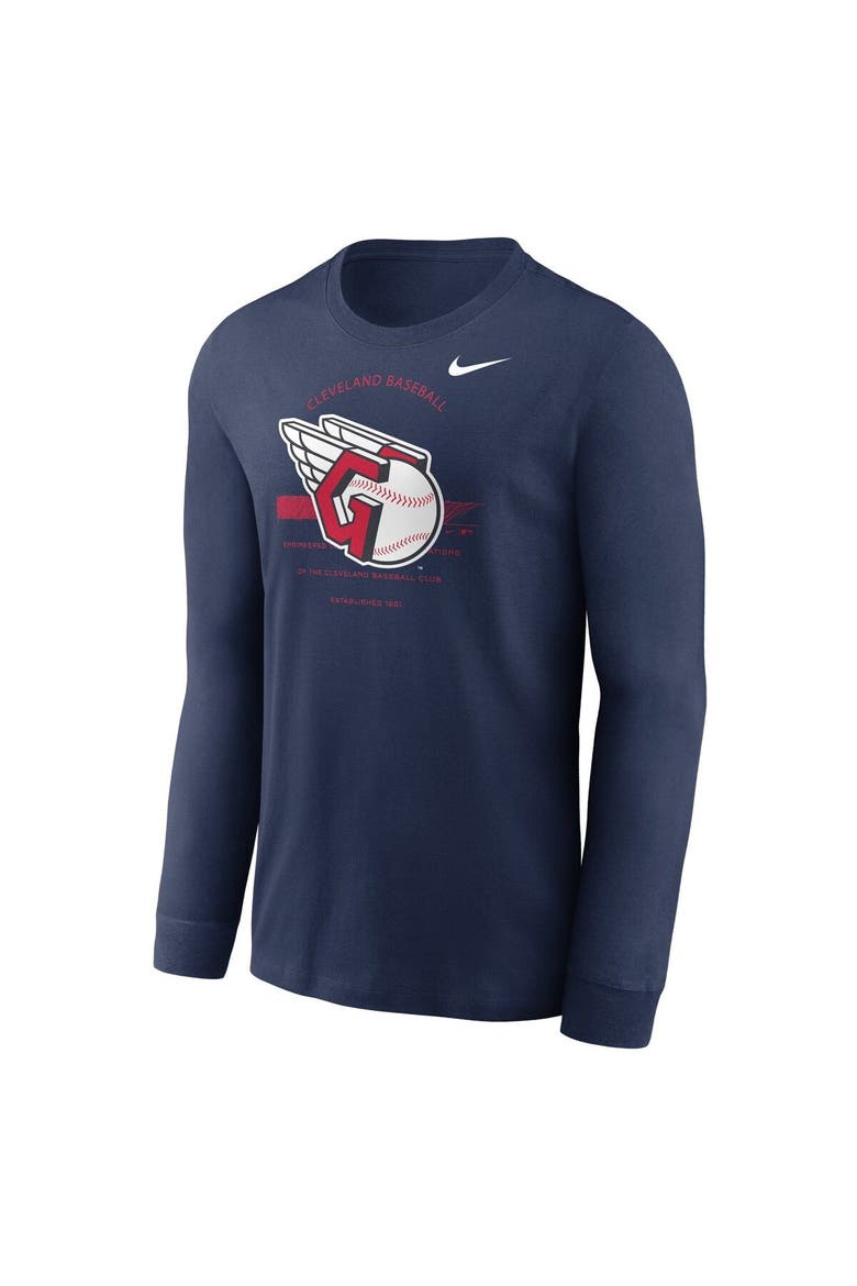 Men's Nike Navy Cleveland Guardians Over Arch Performance Long Sleeve T-Shirt, Alternate, color, Navy