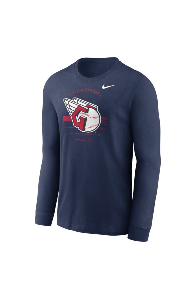 Nike Men's Nike Navy Cleveland Guardians Over Arch Performance Long Sleeve T-Shirt, Alternate, color,