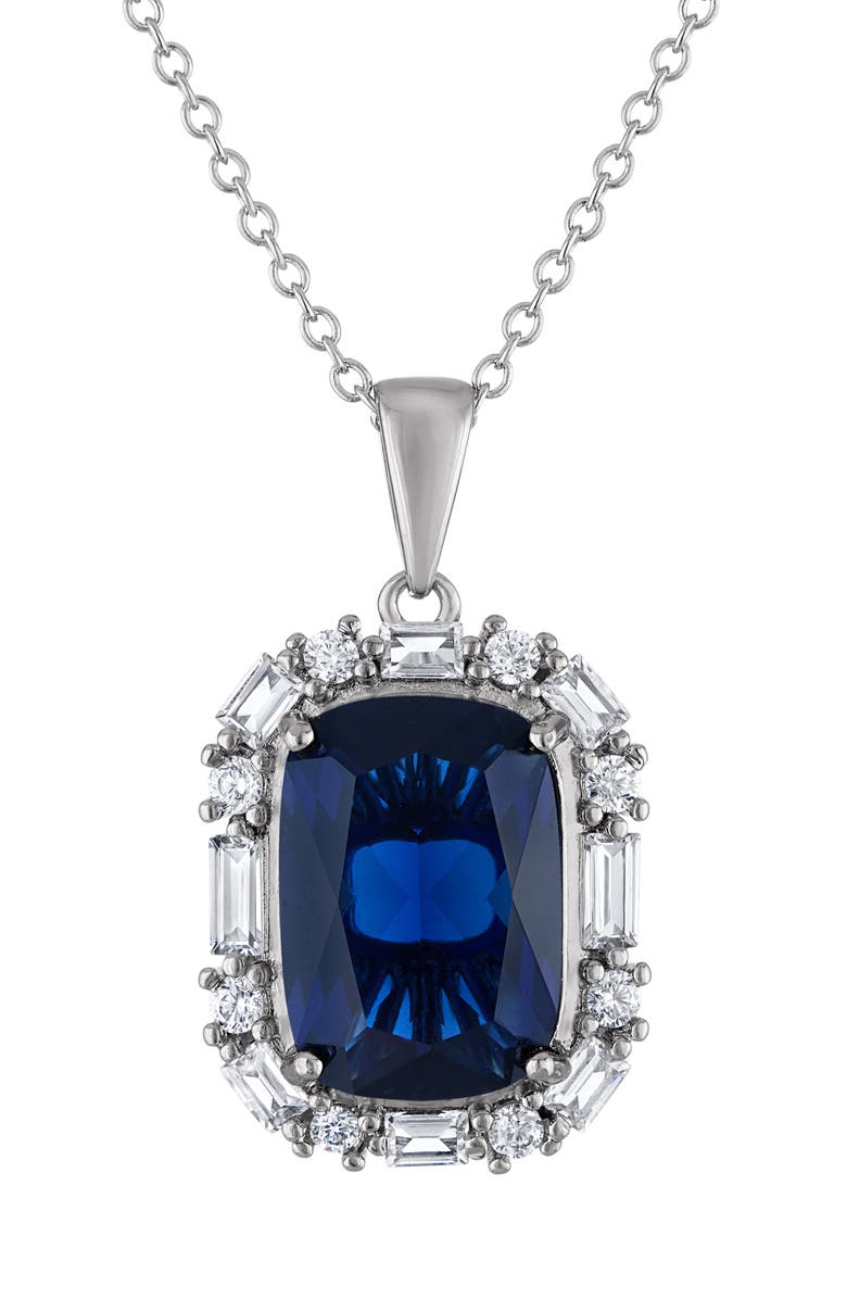 FZN Simulated Blue Sapphire & Cubic Zirconia Pendant Necklace, Main, color,