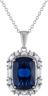 FZN Simulated Blue Sapphire & Cubic Zirconia Pendant Necklace