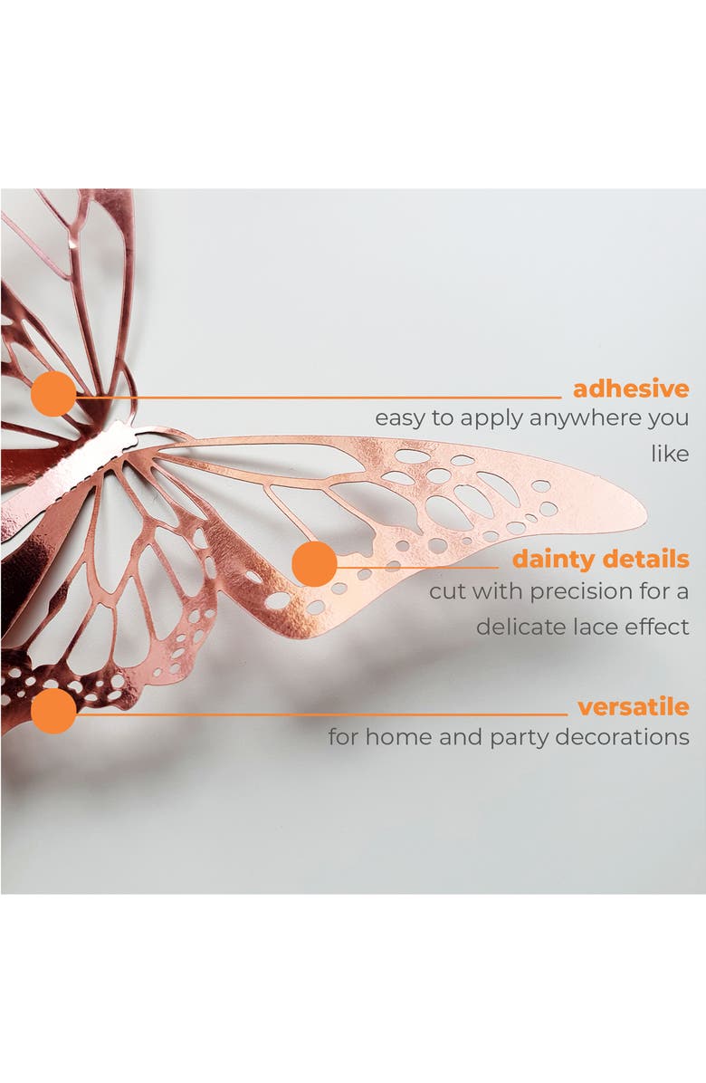 WALPLUS Rose Gold and Holographic Silver Floral 3D Butterflies Mix, Alternate, color,