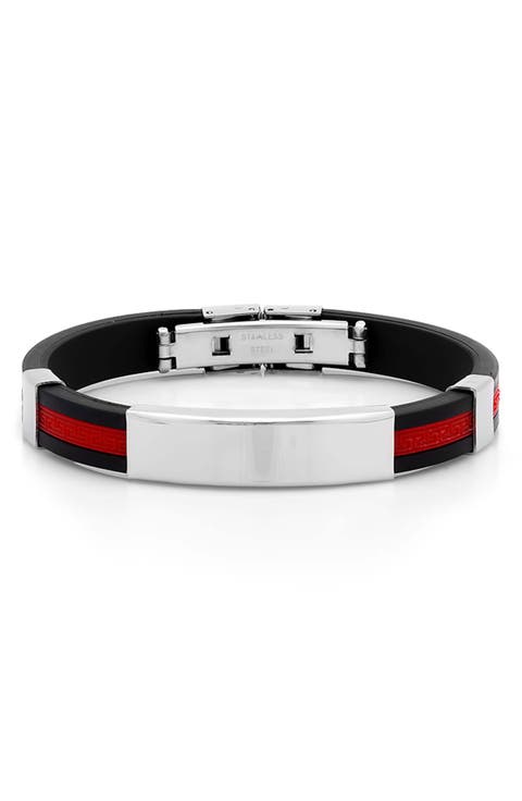 Stainless Steel Cross ID Plate Bracelet